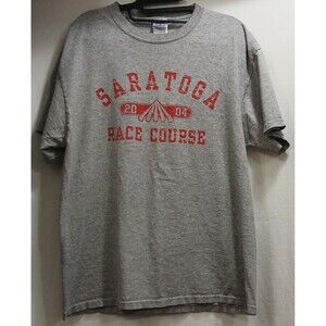 Vintage 2004 Saratoga Race Course Tee Gray Delta Tag Horse Racing Mens Large USA